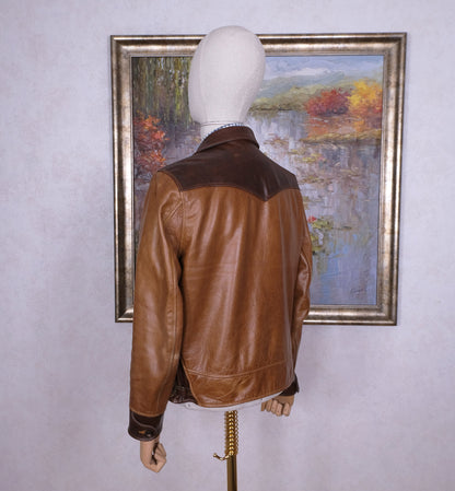 Cidu Leathers, ruskea nahkatakki, koko S, retromalli