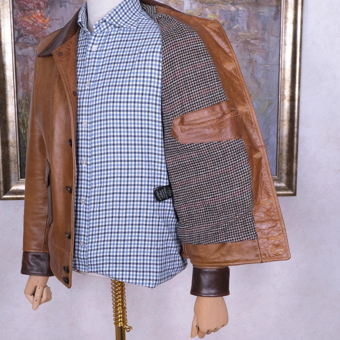 Cidu Leathers, ruskea nahkatakki, koko S, retromalli