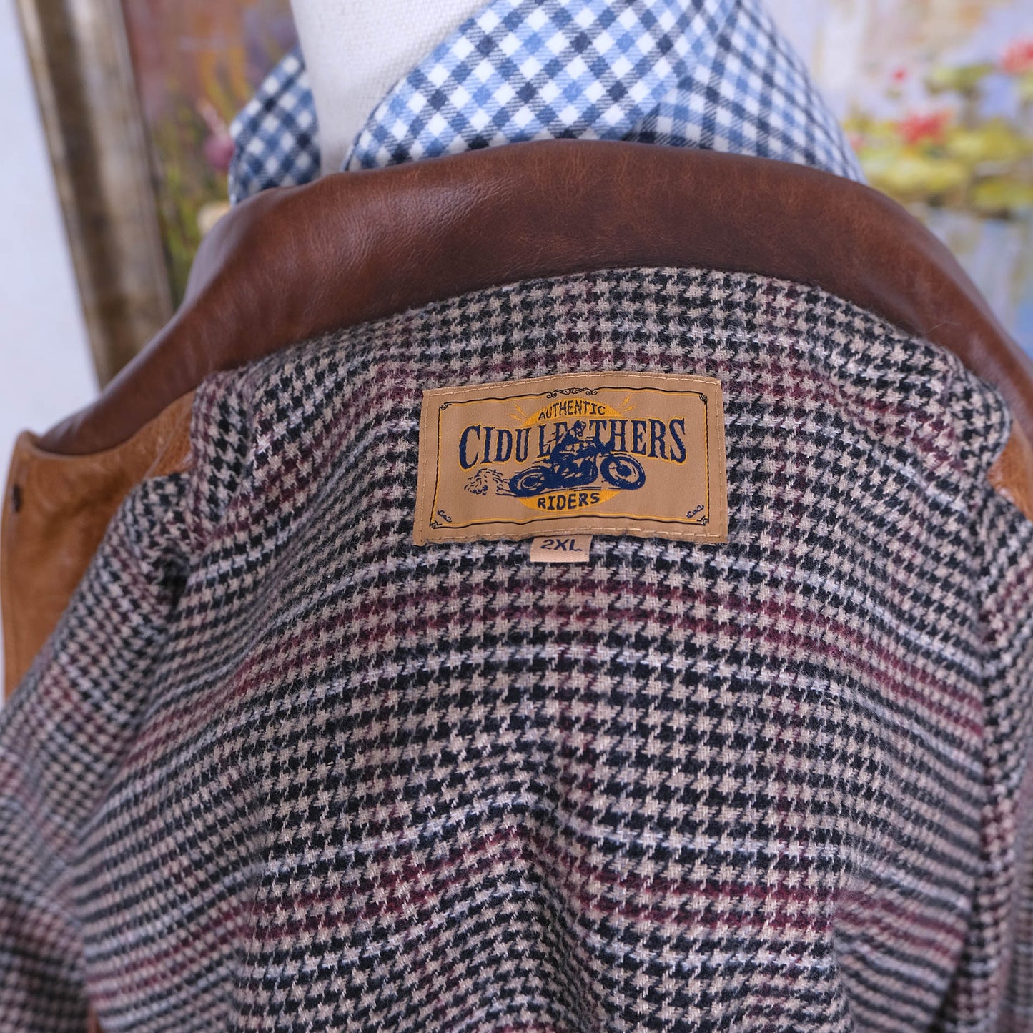 Cidu Leathers, ruskea nahkatakki, koko S, retromalli