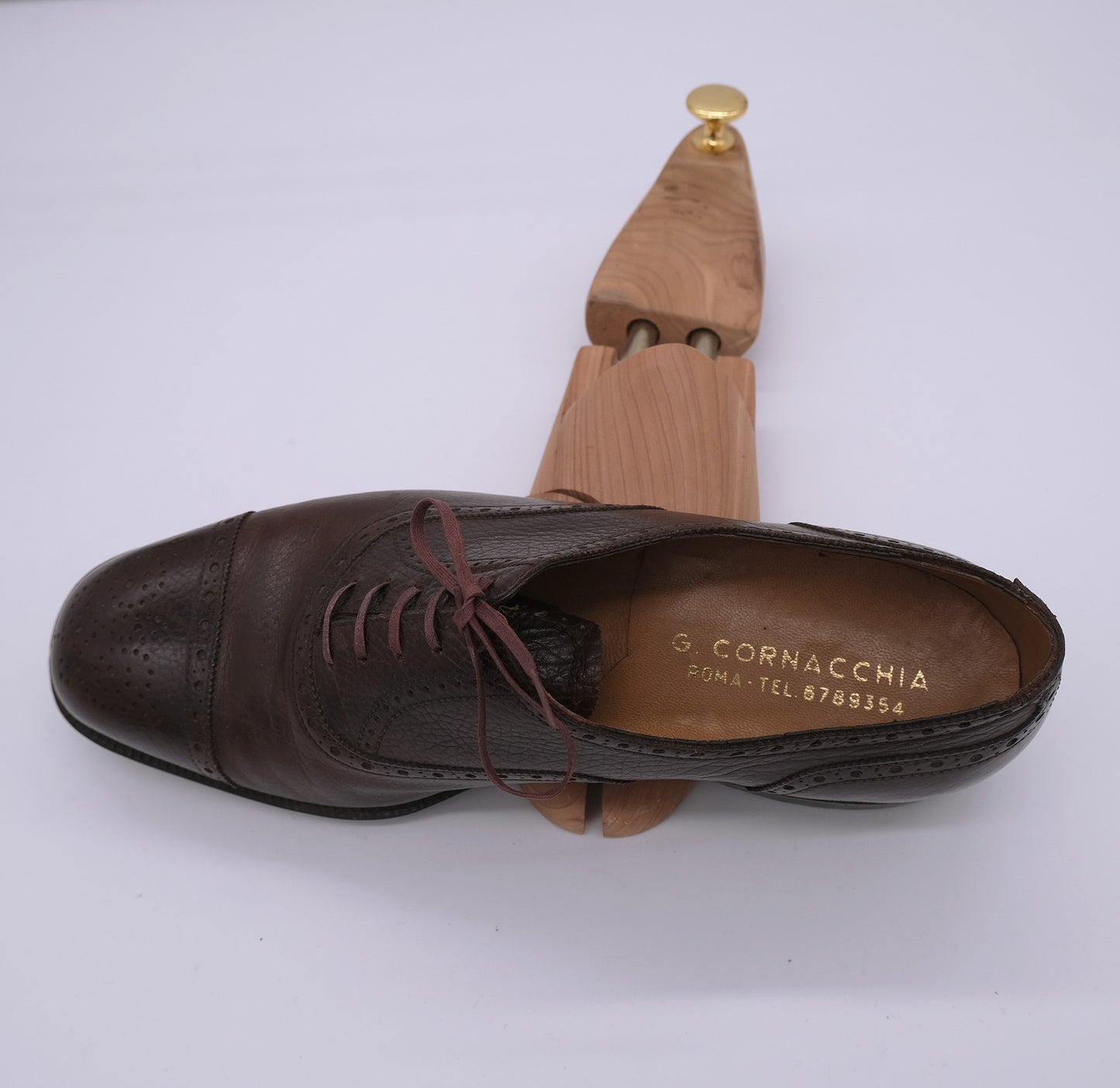 Cornacchia, handmade brown oxford shoes, size 41, rubber sole
