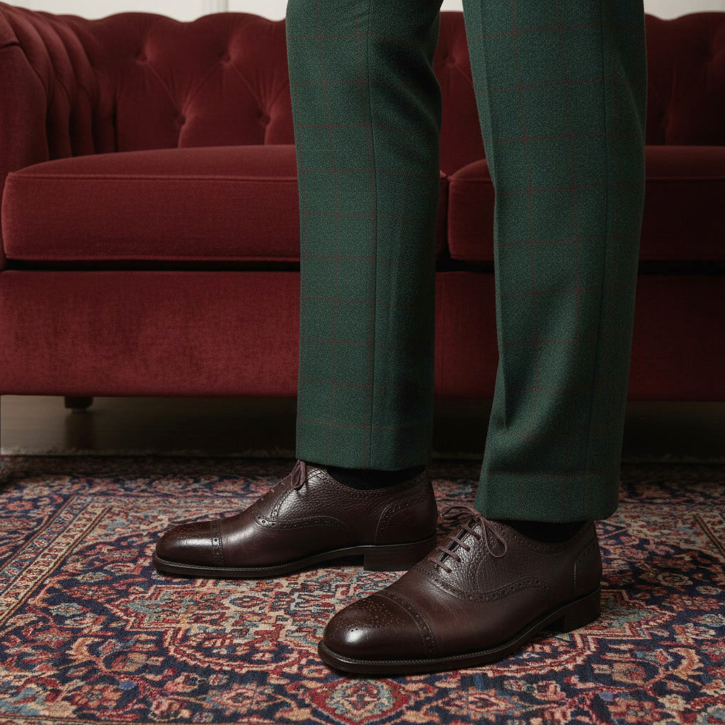 Cornacchia, handmade brown oxford shoes, size 41, rubber sole