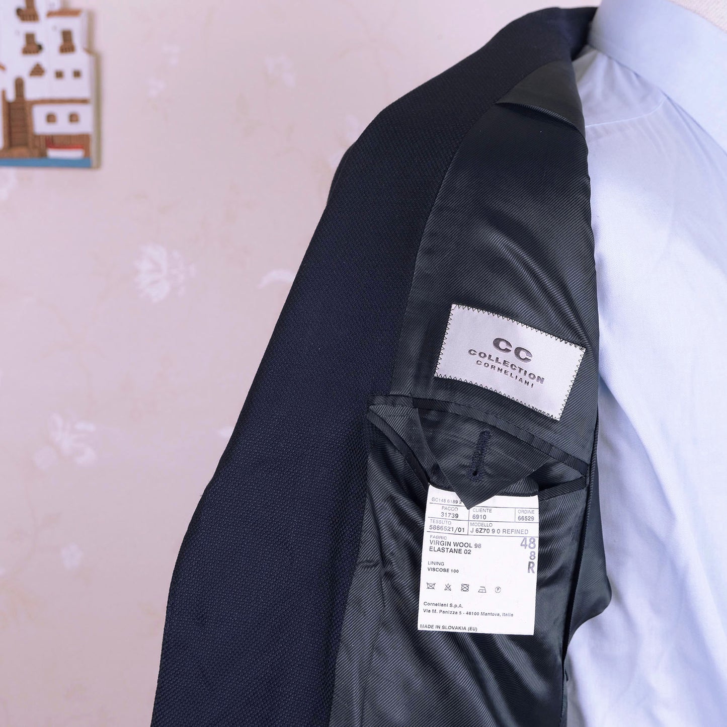 Corneliani, sininen bleiseri, koko 48, metallinapit