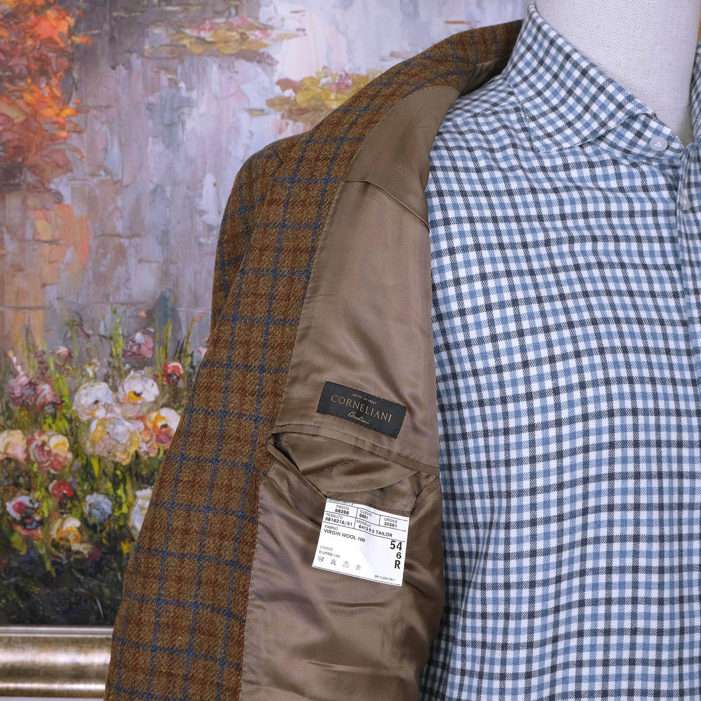 Corneliani, ruskea tweedtakki, koko 54