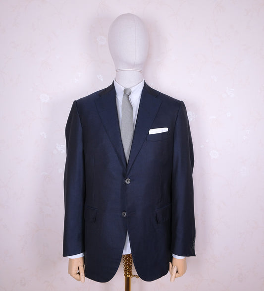 Corneliani, tummansininen irtotakki, koko 52, silkkiä ja villaa