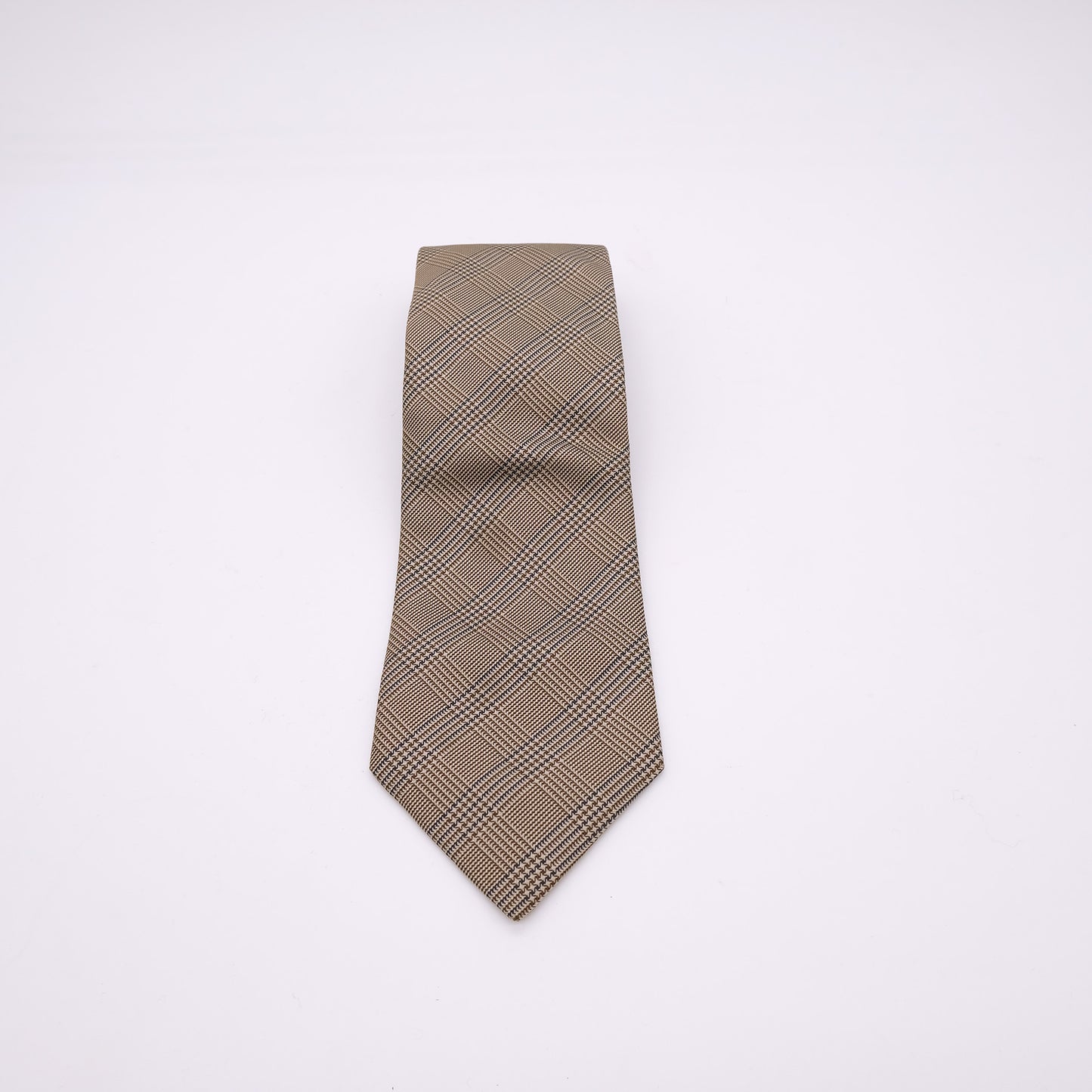 Dormeuil, sini-ruskea silkkisolmio, glen-ruudukko, kuin uusi