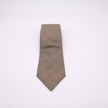 Dormeuil, sini-ruskea silkkisolmio, glen-ruudukko, kuin uusi