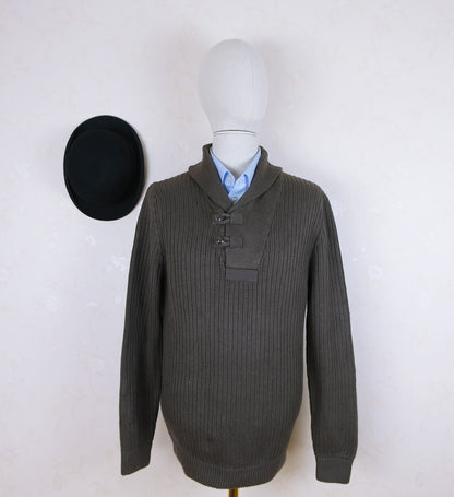 Johnston's of Elgin, blue wool cardigan, size S, like new