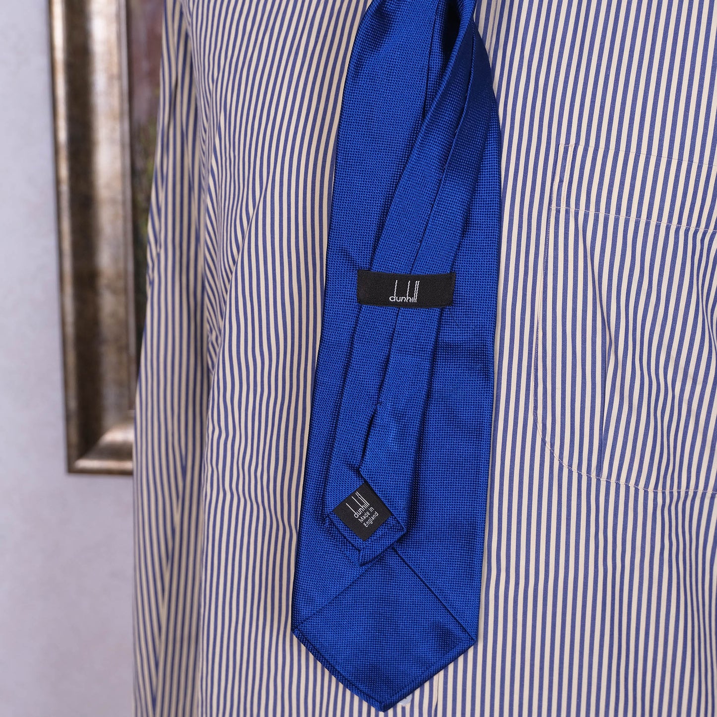 Dunhill, sininen upea solmio, silkki-puuvilla