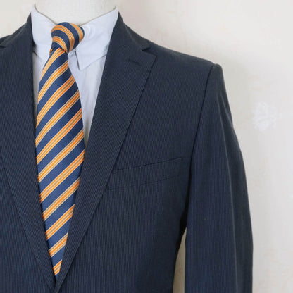 Eduard Dressler, dark blue suit, size 36UK, pinstripe, cotton