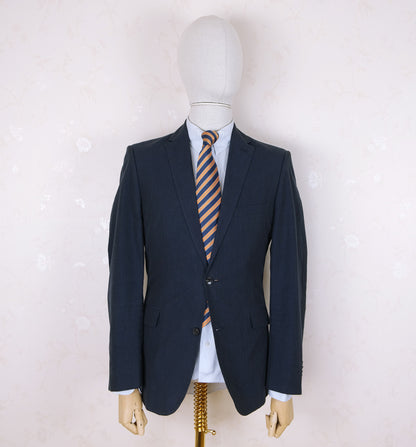 Eduard Dressler, dark blue suit, size 36UK, pinstripe, cotton