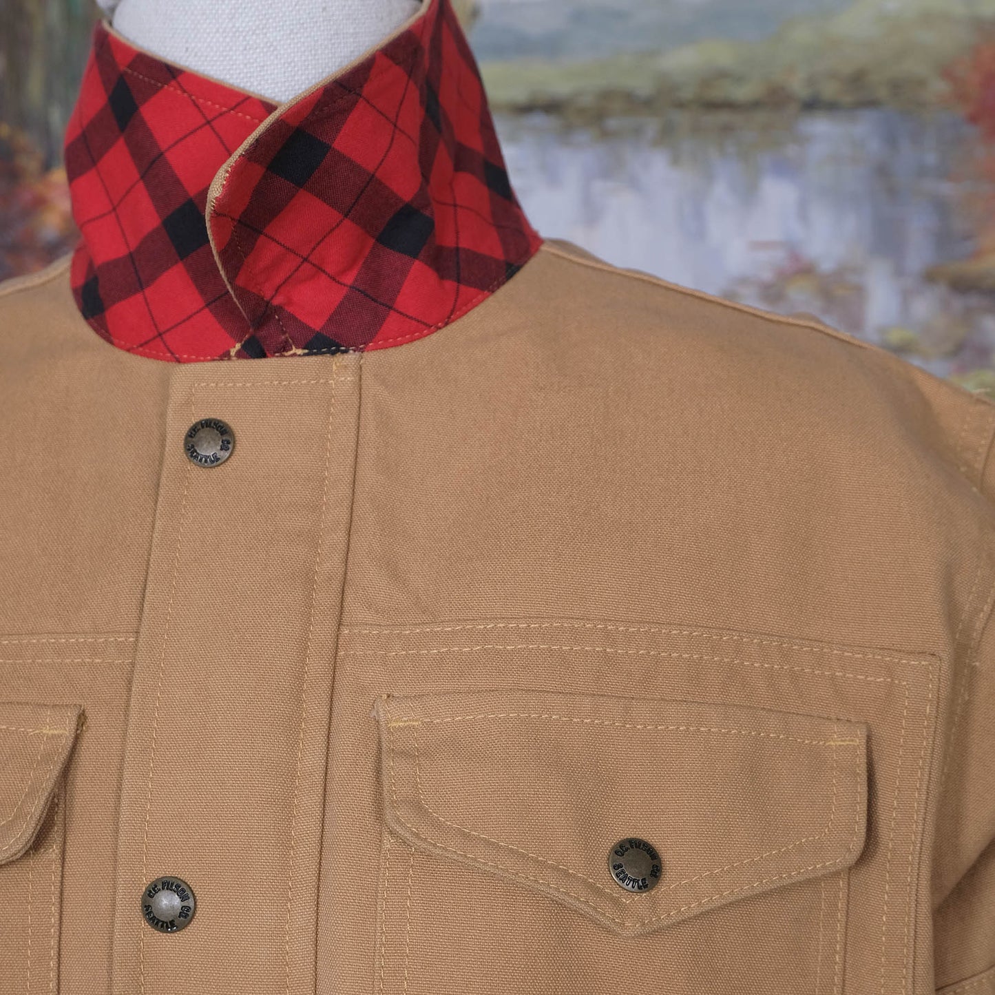Filson, tan wax cotton jacket, size L, Tin Coat Barn Jacket