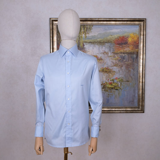 Francesco Smalto, sininen kauluspaita, koko 42, räätälityötä