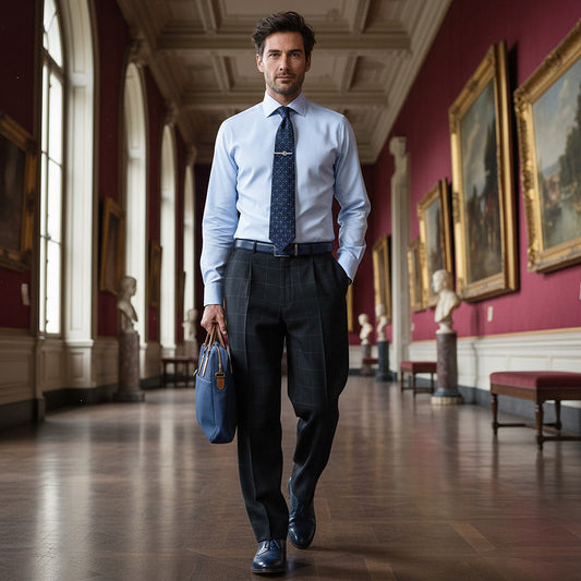 Francesco Smalto, blue bespoke collar shirt, size 16.5 UK