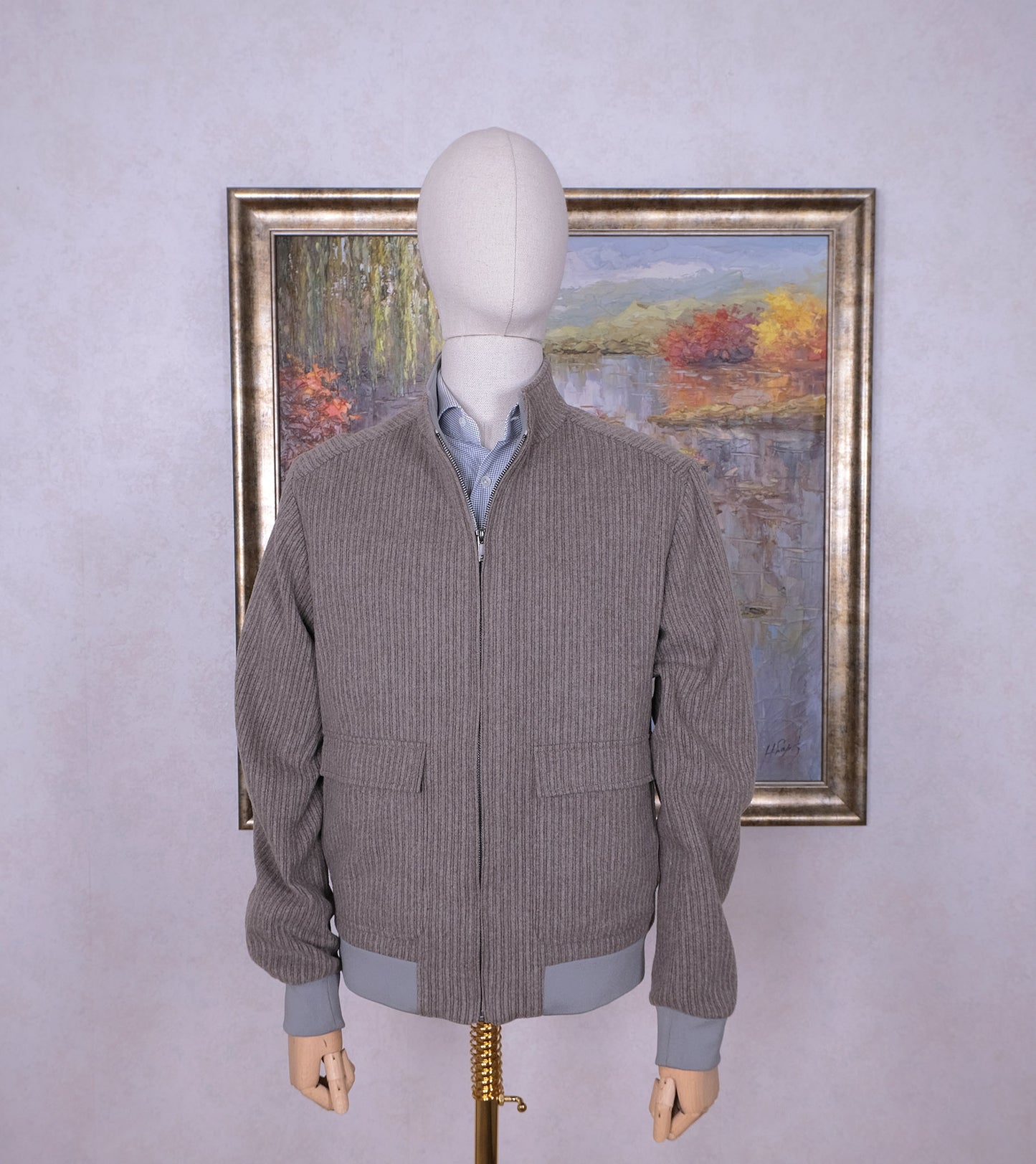 Gentiluomo, harmaa-beige lyhyt päällystakki, koko 50, hoikka