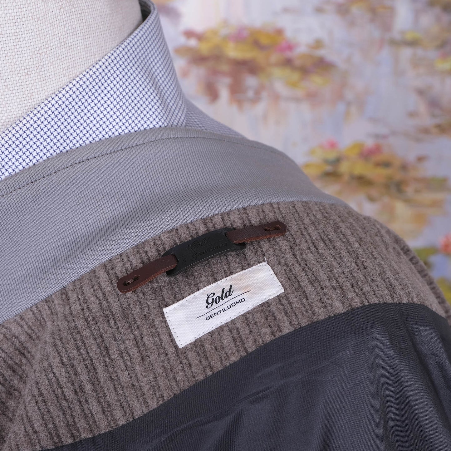 Gentiluomo, harmaa-beige lyhyt päällystakki, koko 50, hoikka