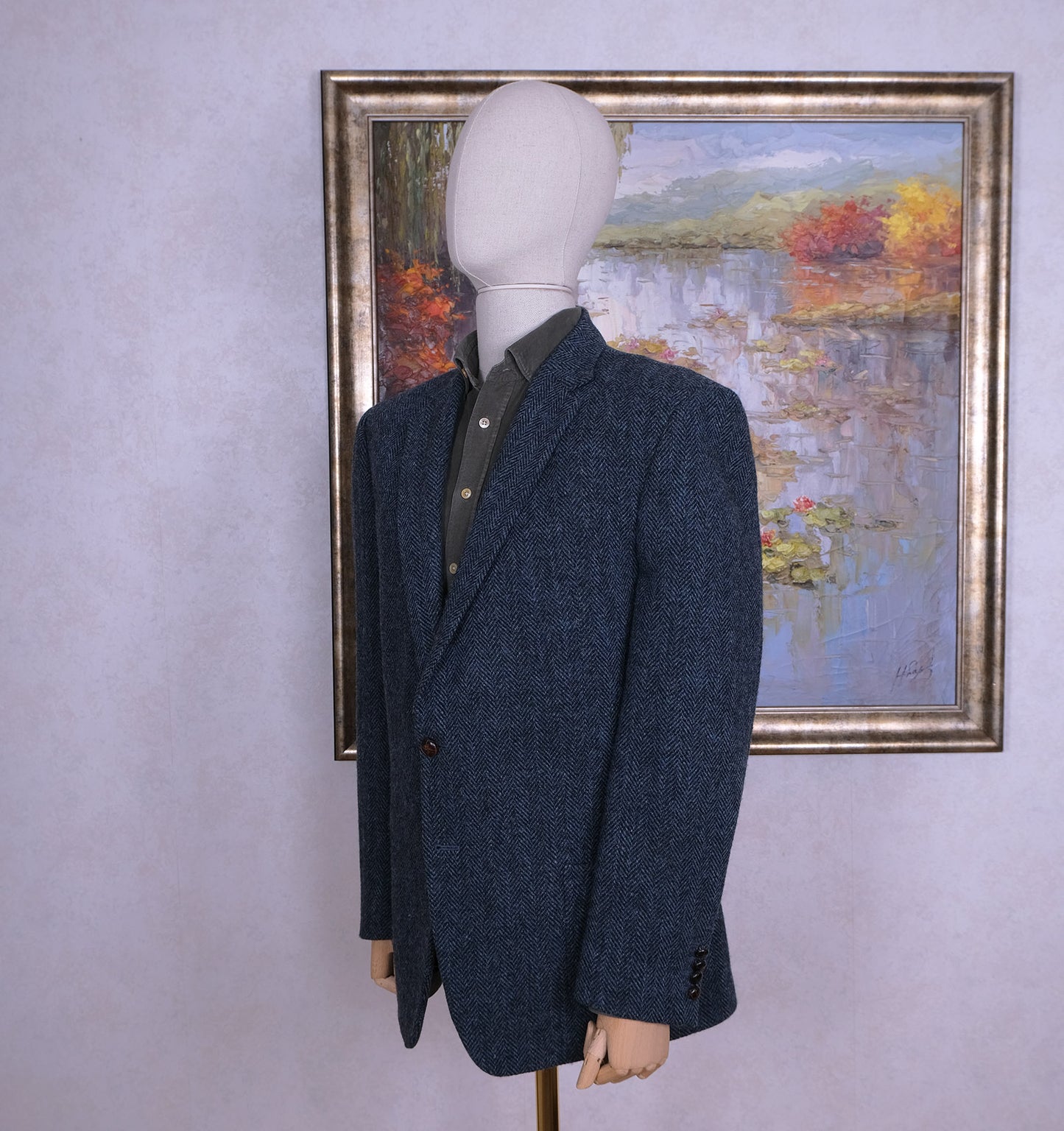 Gieves & Hawkes, miehekäs sininen tweedtakki, koko 56