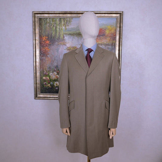 Gieves & Hawkes, vaalea covert coat, koko 50, villakangastakki