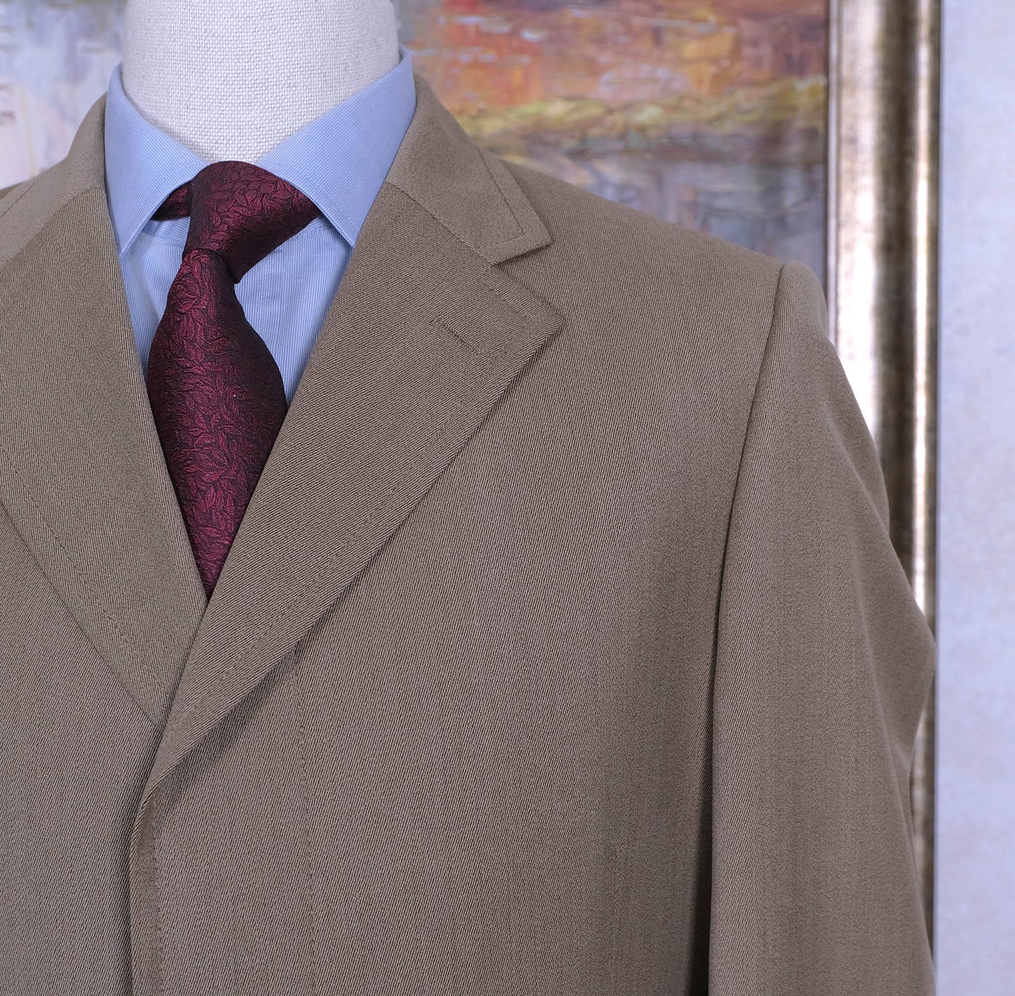 Gieves & Hawkes, vaalea covert coat, koko 50, villakangastakki