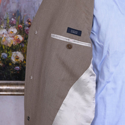 Gieves & Hawkes, vaalea covert coat, koko 50, villakangastakki