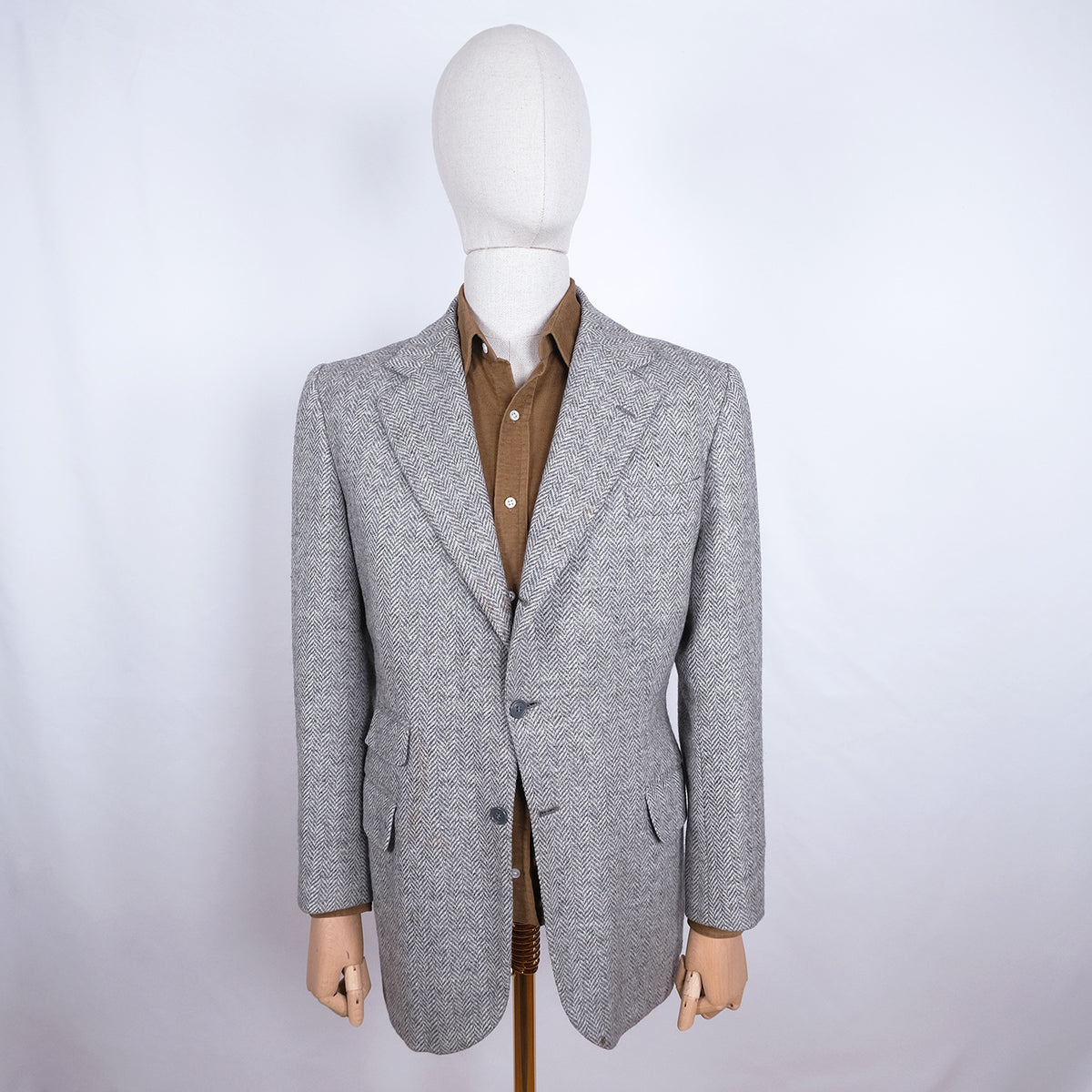 Götrich, sini-harmaa tweedtakki, räätälityötä, koko 52, Dormeuil-kangas