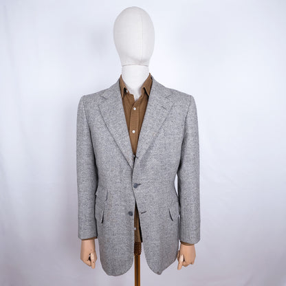 Götrich, sini-harmaa tweedtakki, räätälityötä, koko 52, Dormeuil-kangas
