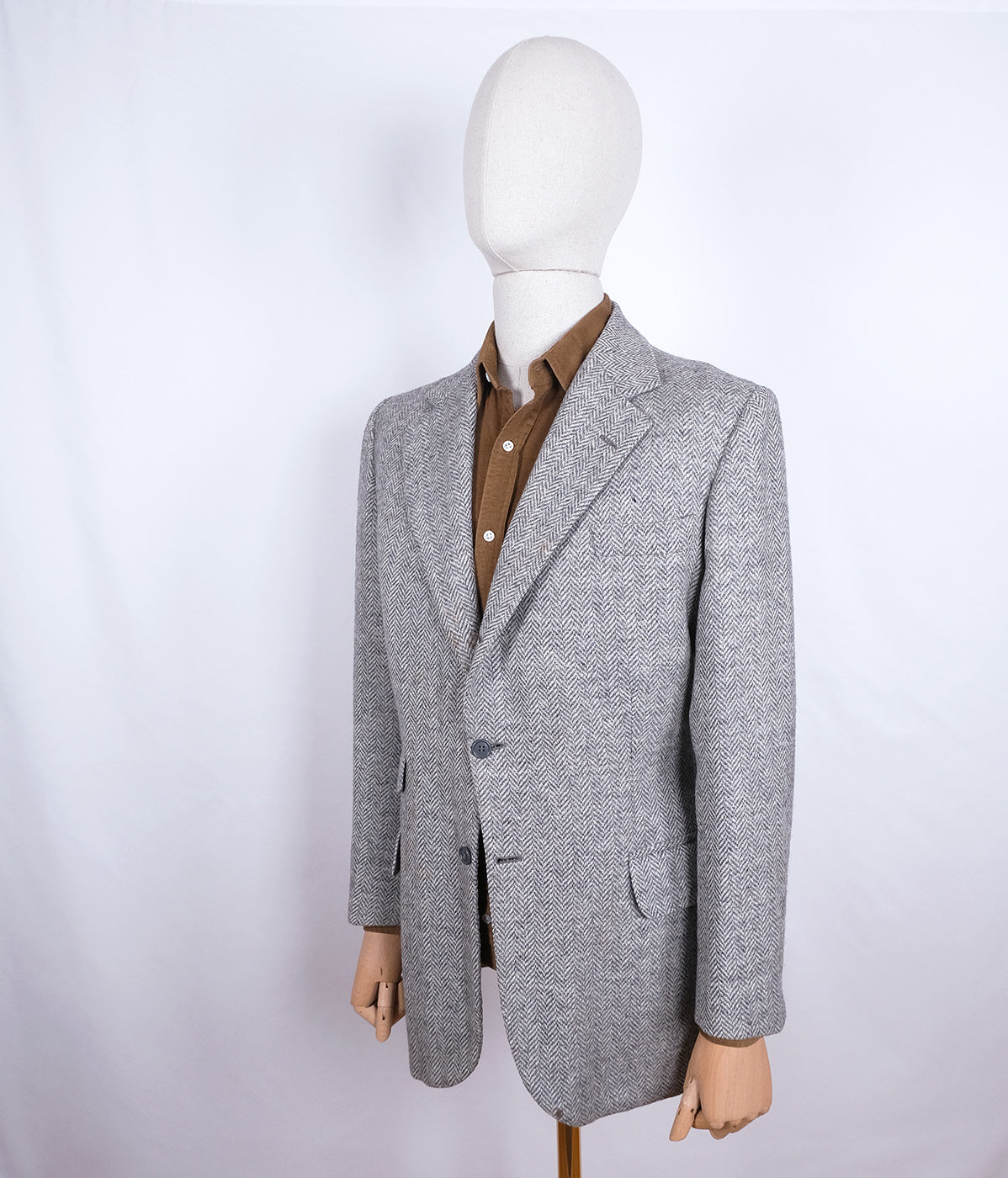 Götrich, sini-harmaa tweedtakki, räätälityötä, koko 52, Dormeuil-kangas