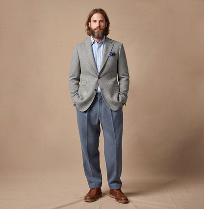 Götrich, blue-grey bespoke tweed jacket, size 52EU, Dormeuil fabric