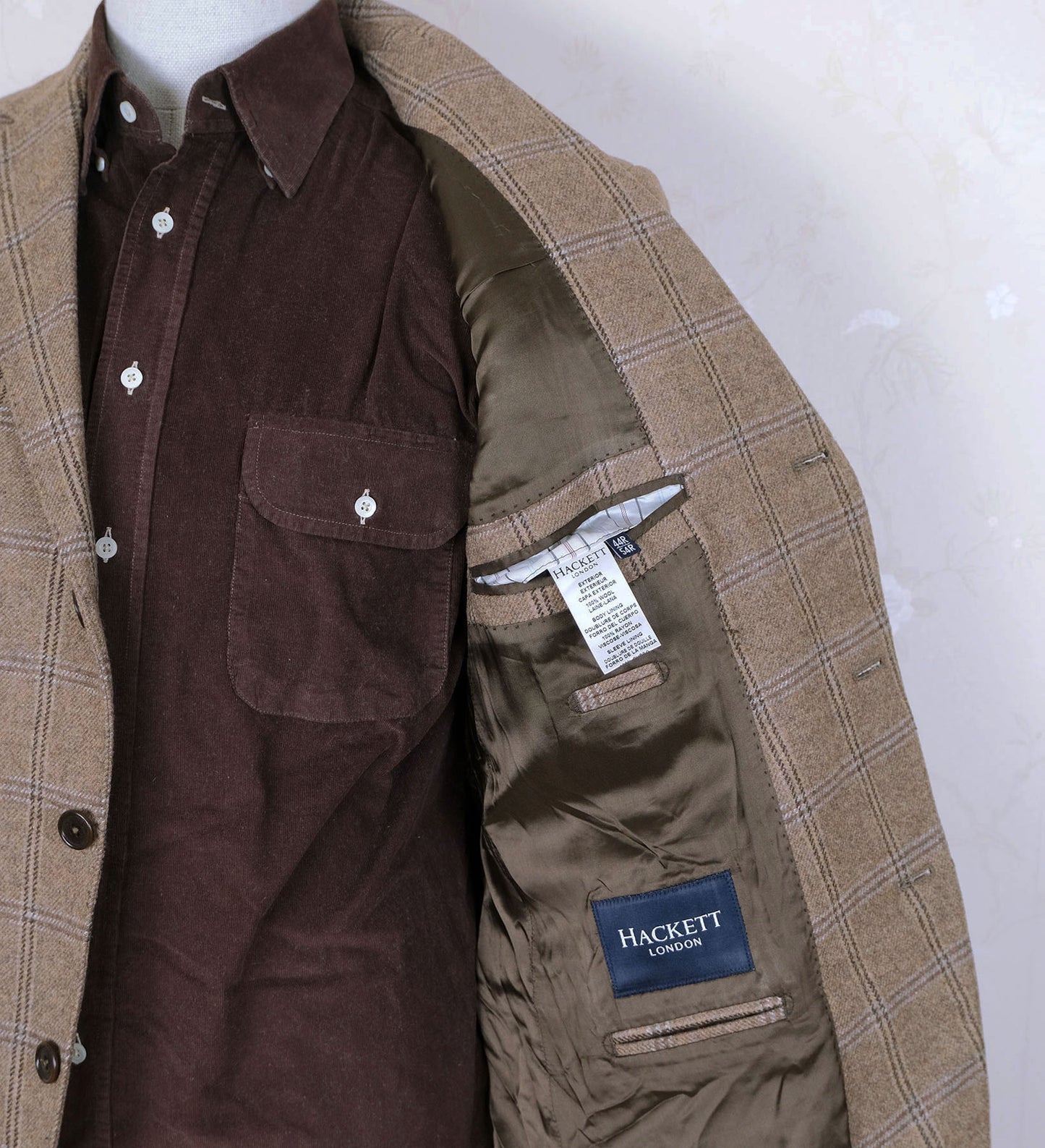 Hackett, light brown tweed jacket, size 54EU