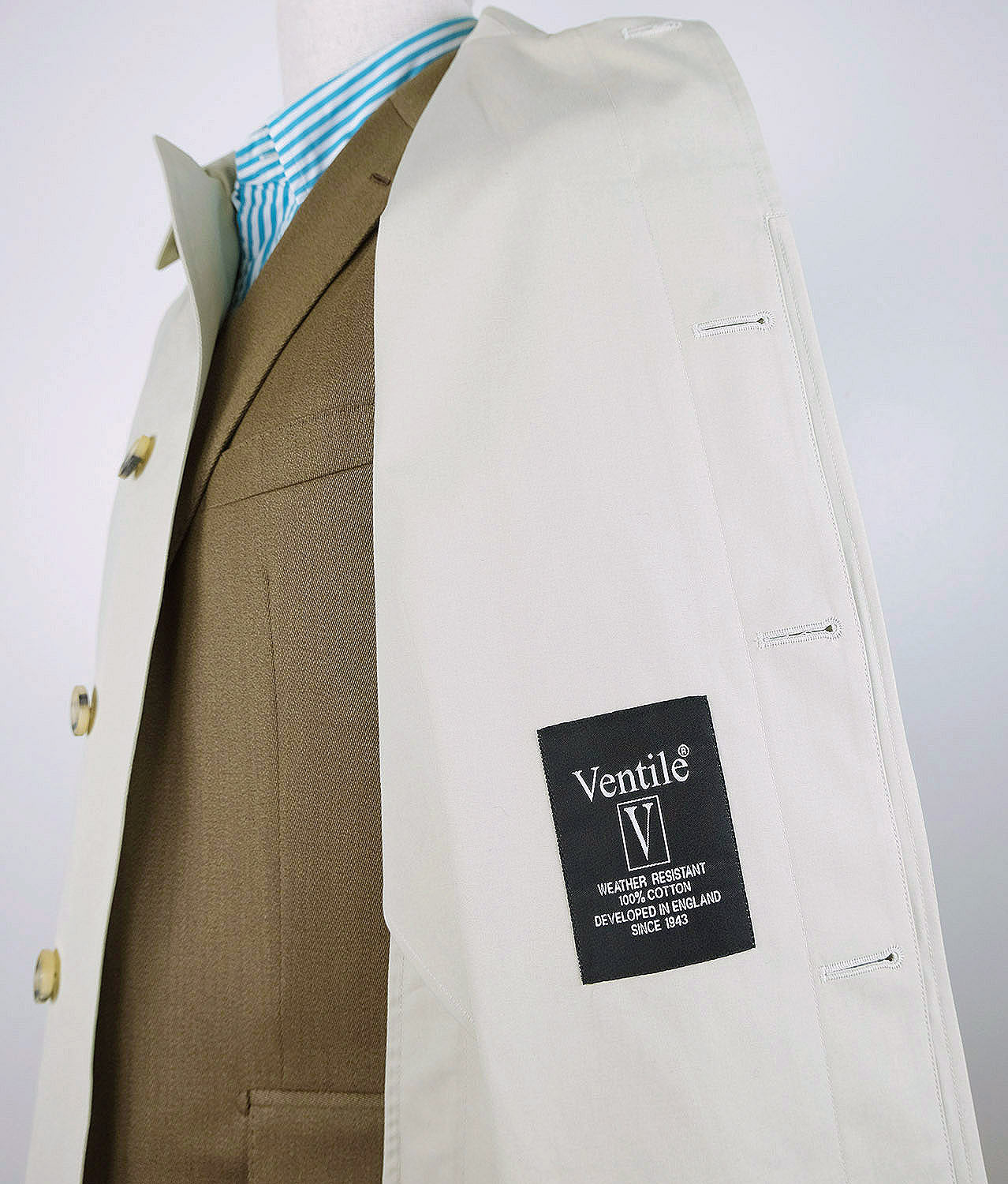 Hackett, vaalea sadetakki, koko 52, Ventile-kangas