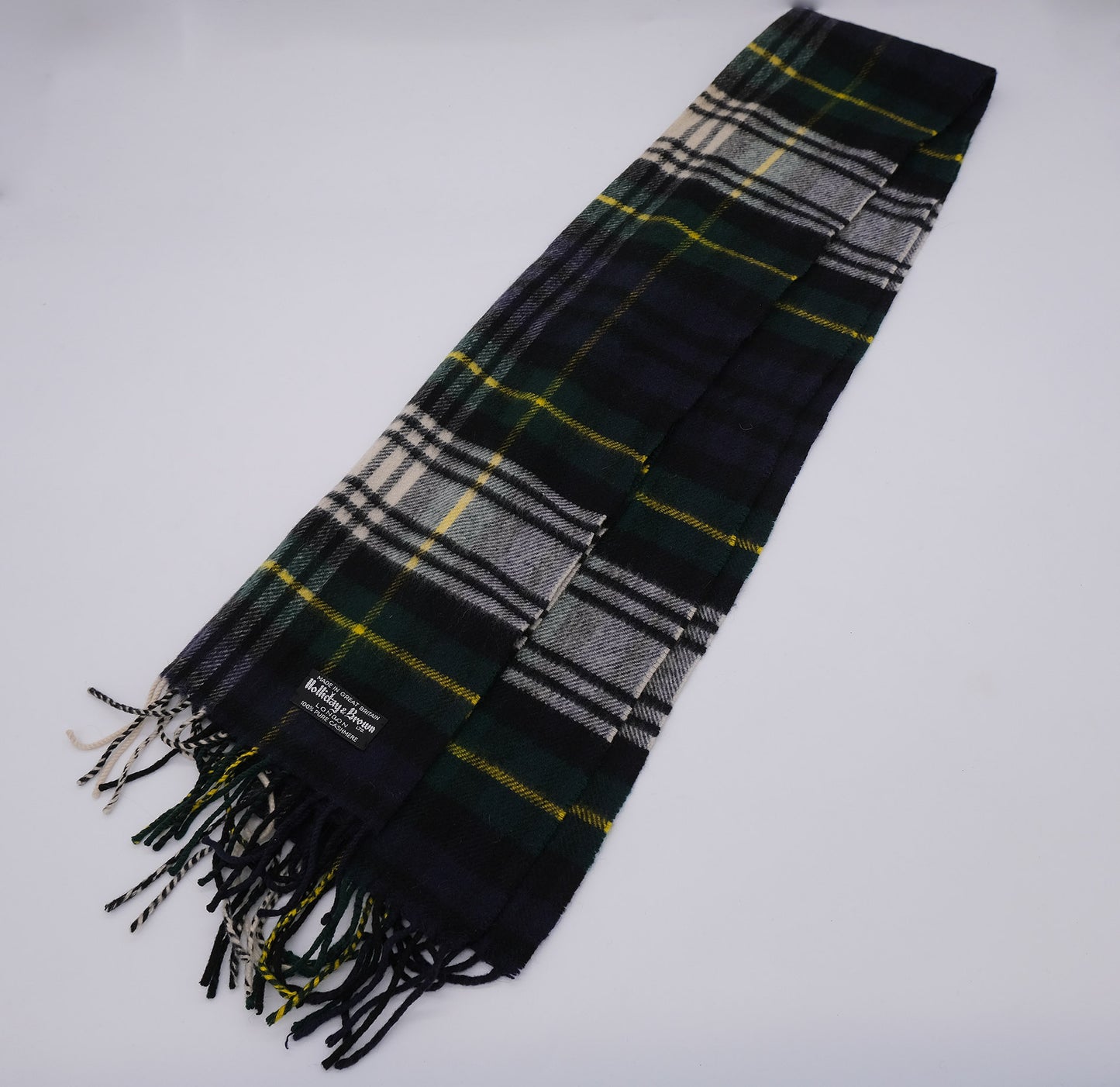 Holliday and Brown, green scarf, cashmere wool, made in the UK