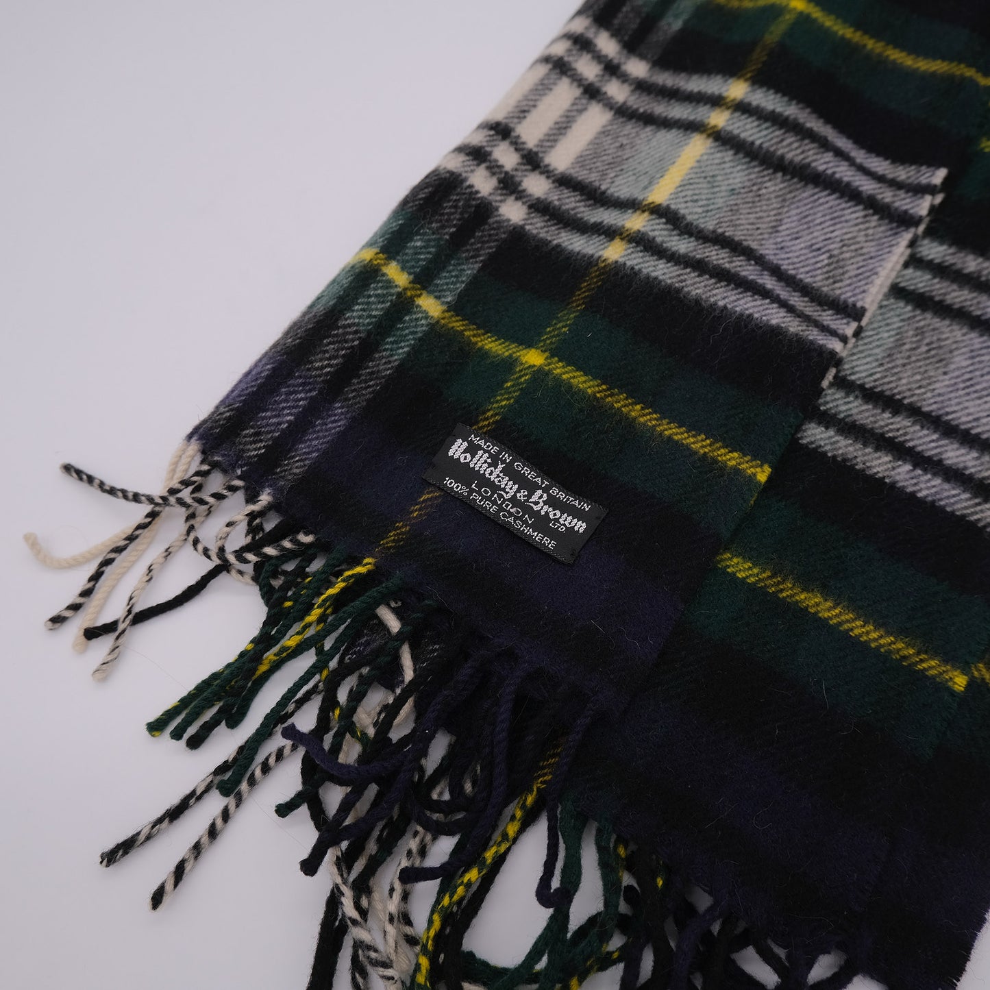 Holliday and Brown, green scarf, cashmere wool, made in the UK