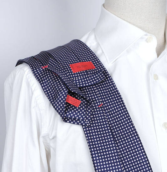 Isaia, blue polka dot tie, silk, handmade in Italy