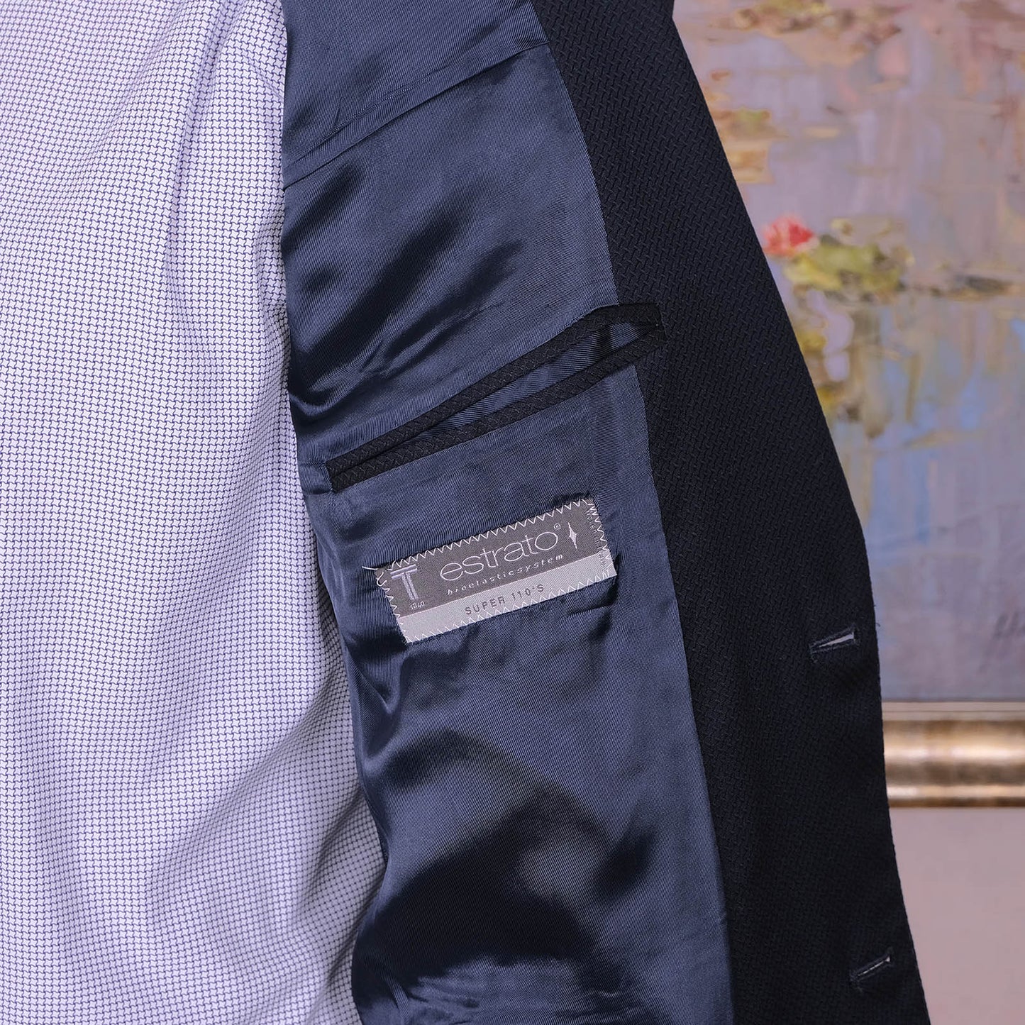 Jens Dahlström, sininen klubitakki, koko 50, mittatilaus