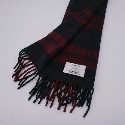 Johnston's of Elgin, green-red-blue scarf, cashmere wool