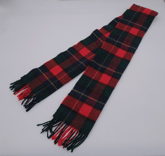 Johnston's of Elgin, red scarf, tartan pattern 