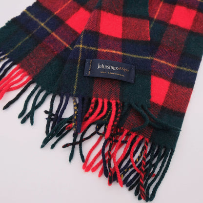 Johnston's of Elgin, red scarf, tartan pattern 