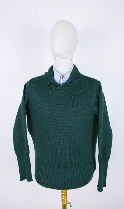 North Sea Clothing, bottle green shawl collar jumper, size XS