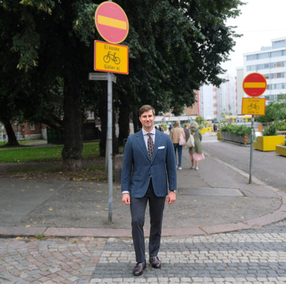 Sartorio, sininen käsintehty irtotakki, koko 52, pehmeä angorakangas