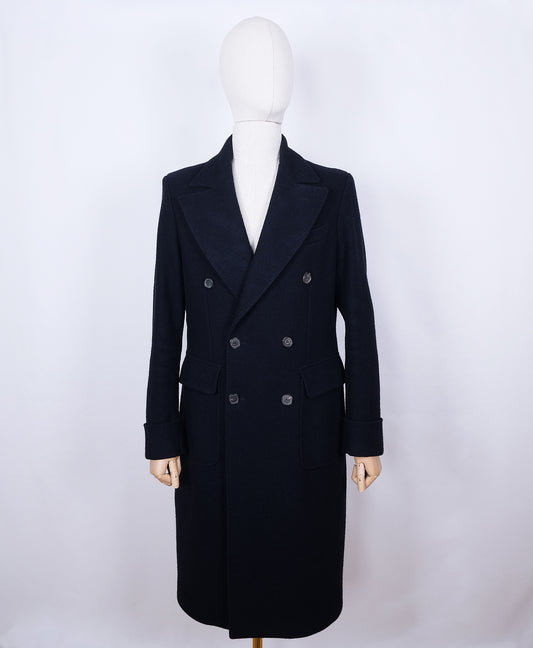 Berg & Berg, tummansininen villakangastakki, koko 50, polo coat