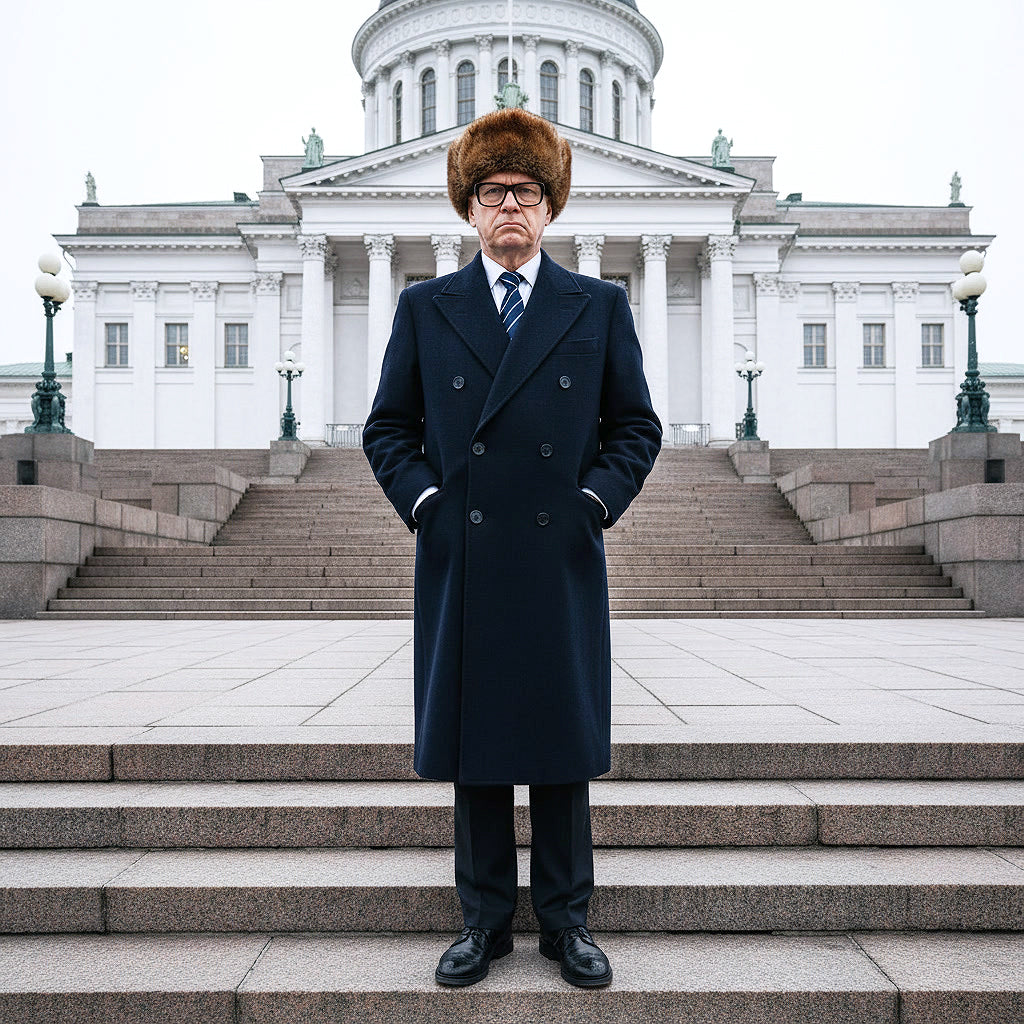 Berg & Berg, tummansininen villakangastakki, koko 50, polo coat