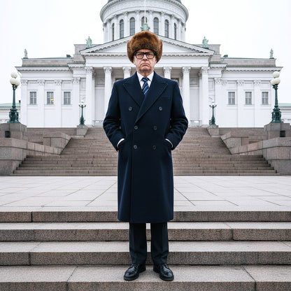 Berg & Berg, tummansininen villakangastakki, koko 50, polo coat