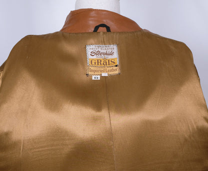 Grais, ruskea nahkatakki, koko 60L, XXL, isojen miesten vaatteet