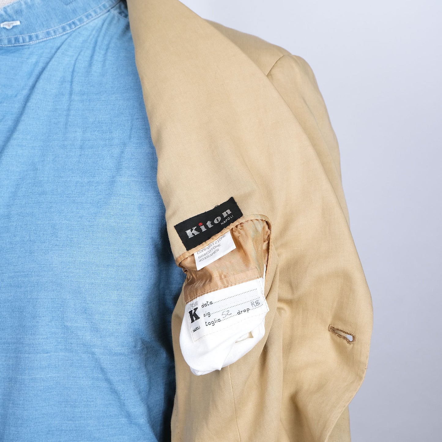 Kiton, vaalea irtotakki, koko 52, puuvilla-ramie