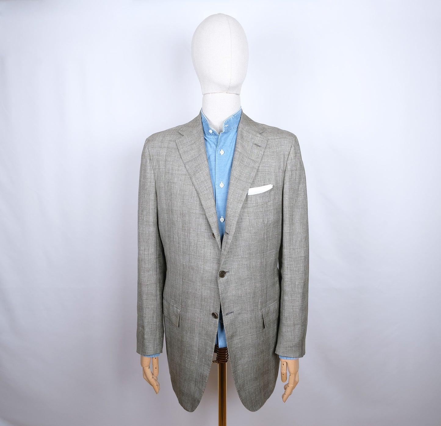 Kiton, harmaa käsintehty irtotakki, koko 50/52, villa-silkki-pellava