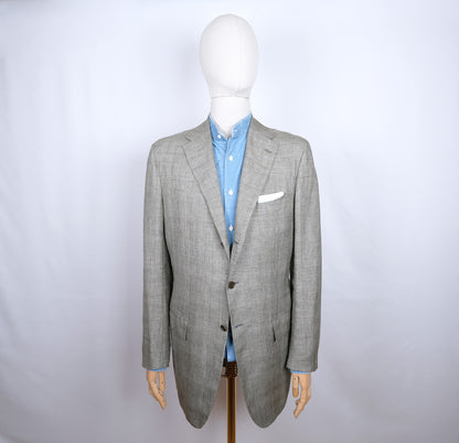 Kiton, harmaa käsintehty irtotakki, koko 50/52, villa-silkki-pellava