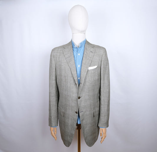 Kiton, harmaa käsintehty irtotakki, koko 50/52, villa-silkki-pellava
