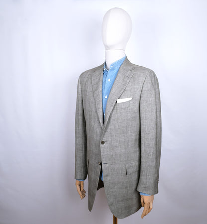 Kiton, harmaa käsintehty irtotakki, koko 50/52, villa-silkki-pellava