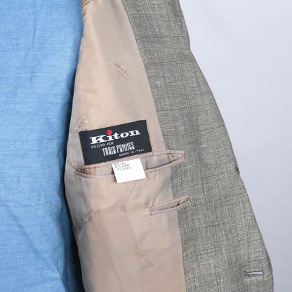 Kiton, harmaa käsintehty irtotakki, koko 50/52, villa-silkki-pellava