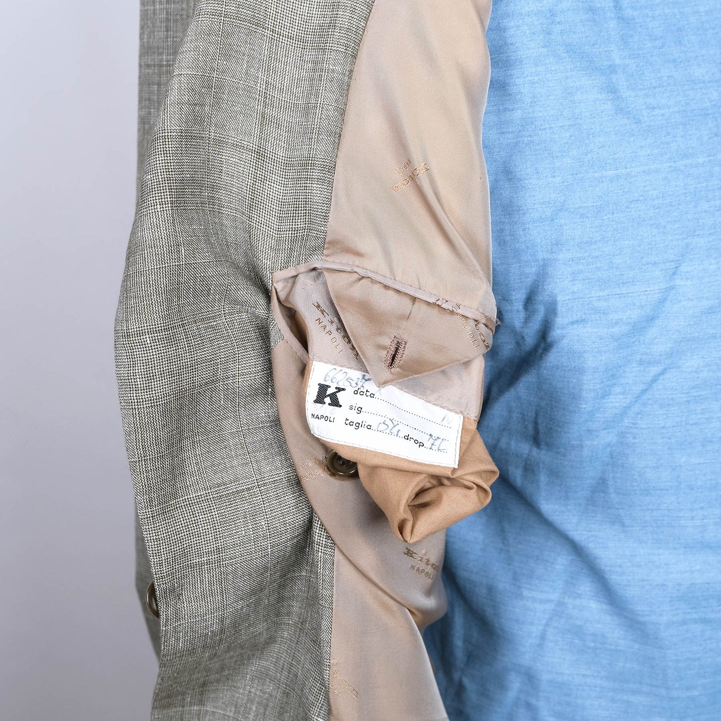 Kiton, harmaa käsintehty irtotakki, koko 50/52, villa-silkki-pellava