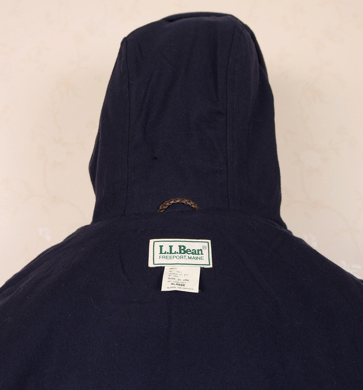 L.L. Bean, blue duffle coat, size XXL, thermal lining, made in the USA